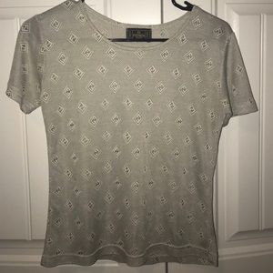 FENDI zucca silky grey and white monogram top
